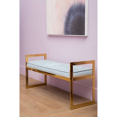 Allure Powder Blue & Gold Tufted Bench