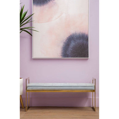 Allure Powder Blue & Gold Tufted Bench