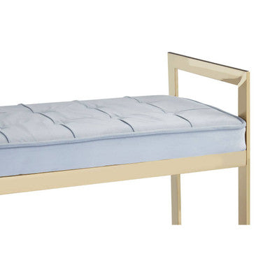 Allure Powder Blue & Gold Tufted Bench