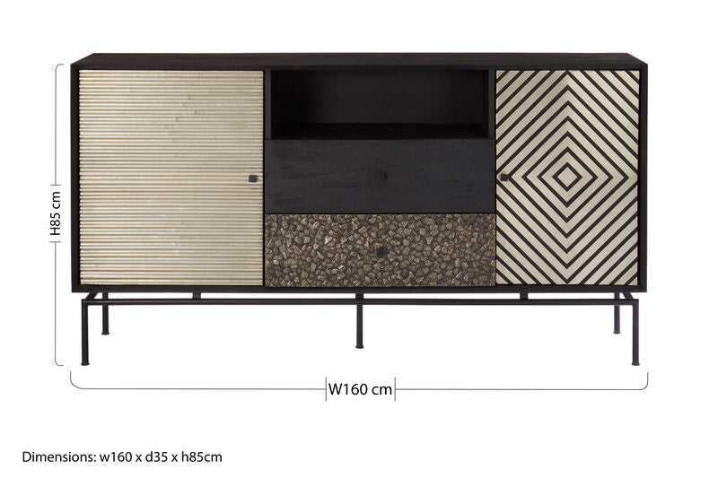 Boho Patterned 2 Door Sideboard With Drawers