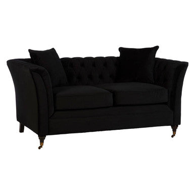 2 Seat Onyx Sofa, Sabrina Fabric Black Contemporary