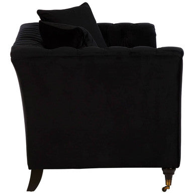 2 Seat Onyx Sofa, Sabrina Fabric Black Contemporary