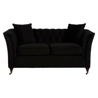 2 Seat Onyx Sofa, Sabrina Fabric Black Contemporary