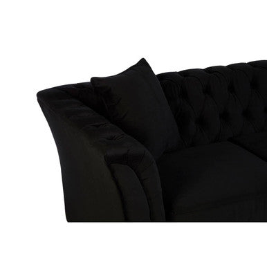 2 Seat Onyx Sofa, Sabrina Fabric Black Contemporary