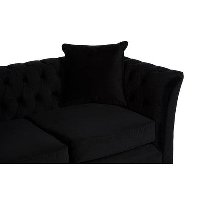 2 Seat Onyx Sofa, Sabrina Fabric Black Contemporary