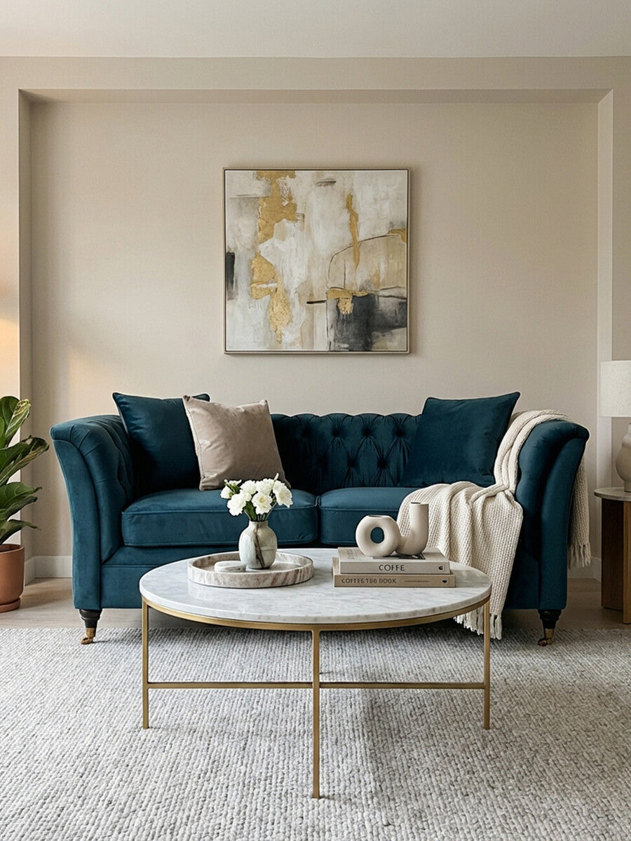 2 Seat Midnight Velvet Sofa, Sabrina