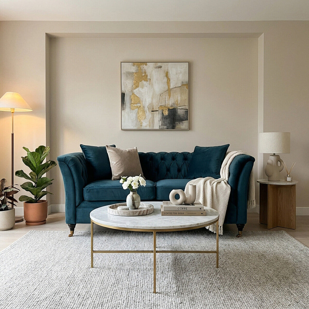 2 Seat Midnight Velvet Sofa, Sabrina
