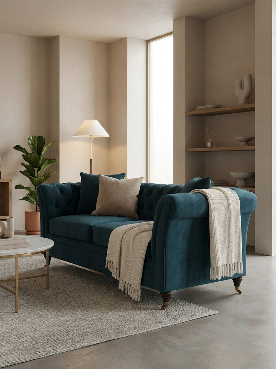 2 Seat Midnight Velvet Sofa, Sabrina