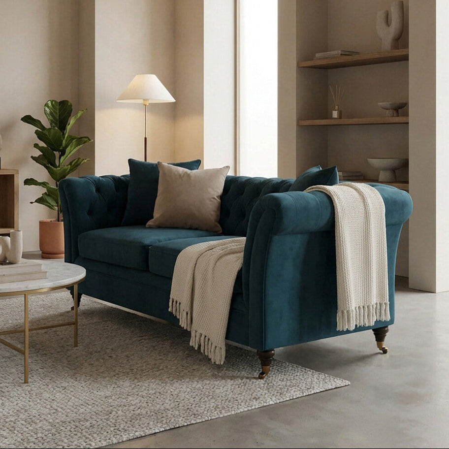 2 Seat Midnight Velvet Sofa, Sabrina