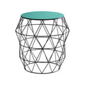 Black Geometric Metal Wireframe Side Table With Green Enamel Top, Corina