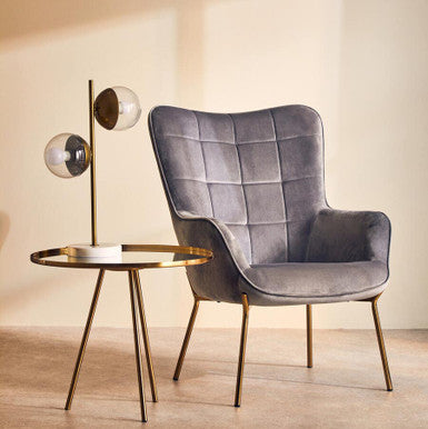 Gold Mirrored Top Side Table With Minimal Iron Base, Corra