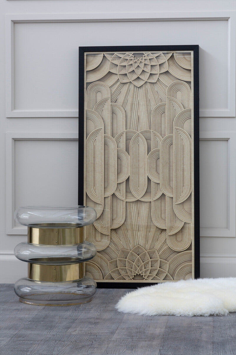 Gold Side Table With Clear Circular Glass Sides & Steel Frame, Margot