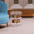 Gold Side Table With Clear Circular Glass Sides & Steel Frame, Margot