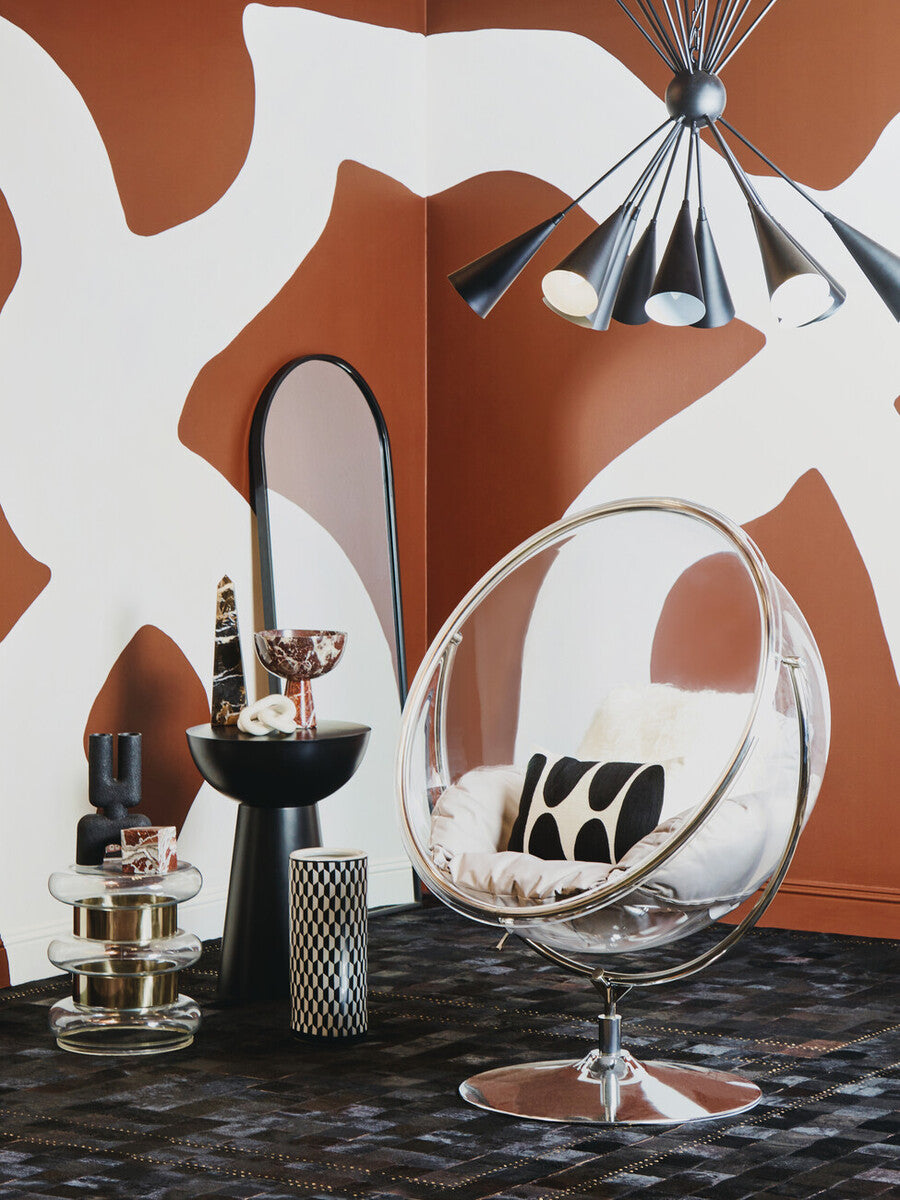 Gold Side Table With Clear Circular Glass Sides & Steel Frame, Margot