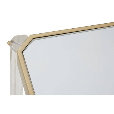 Clear Mirrored Top Side Table With Clear Acrylic Legs & Gold Frame, Miley