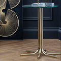 Clear Glass Top Side Table With Splayed Gold Metal Base, Miley