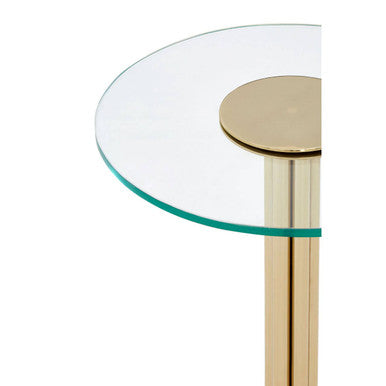 Clear Glass Top Side Table With Splayed Gold Metal Base, Miley