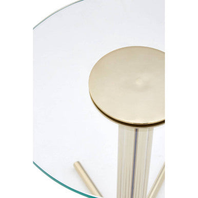 Clear Glass Top Side Table With Splayed Gold Metal Base, Miley