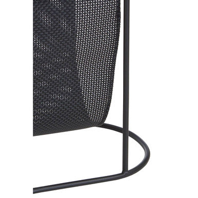 Grey Glass Top Side Table With Black Metal Frame & Hanging Mesh Shelf, Trento