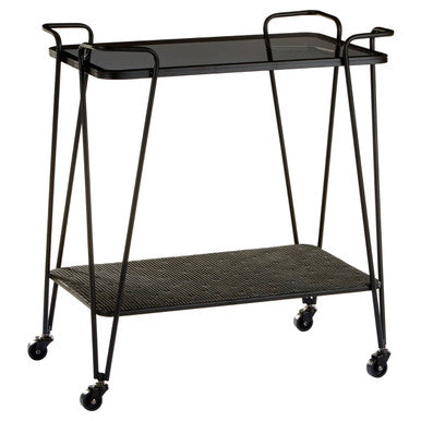 Trento Bar Trolley Glass Black Industrial
