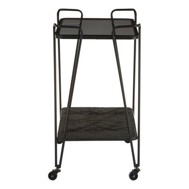 Trento Bar Trolley Glass Black Industrial