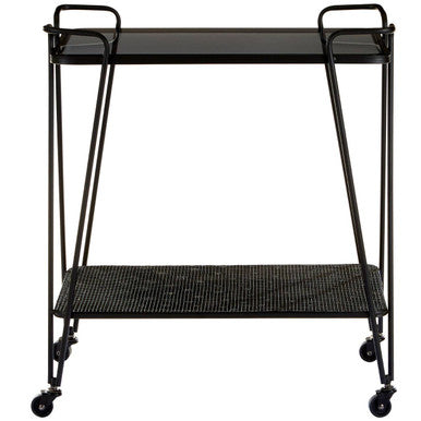 Trento Bar Trolley Glass Black Industrial