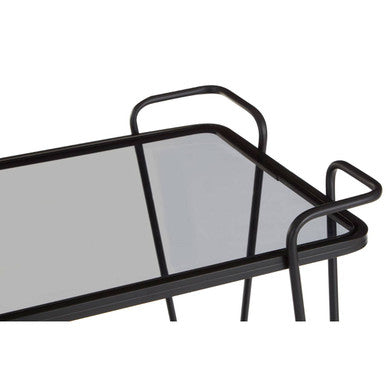 Trento Bar Trolley Glass Black Industrial
