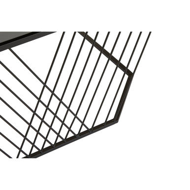 Grey Glass Top Coffee Table With Black Wireframe Design, Trento
