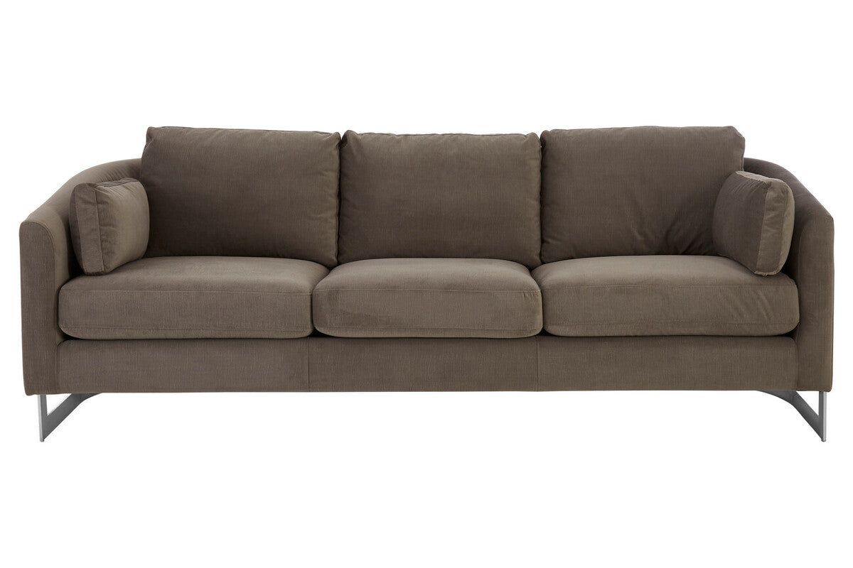3 Seat Dark Grey Cotton Velvet Sofa, Freda