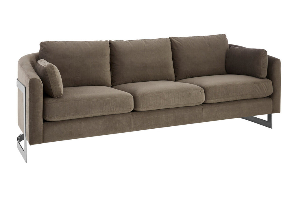 3 Seat Dark Grey Cotton Velvet Sofa, Freda
