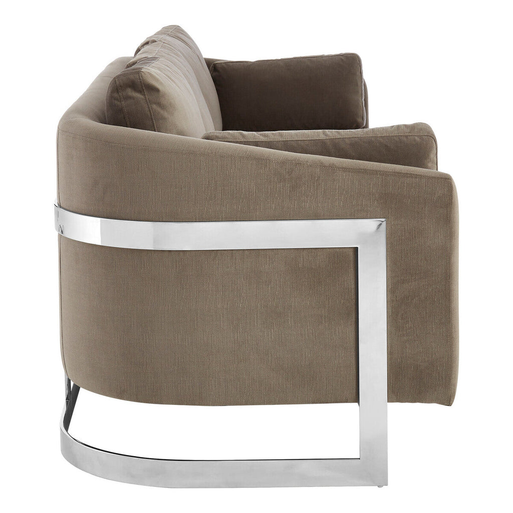 3 Seat Dark Grey Cotton Velvet Sofa, Freda