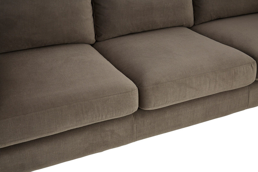 3 Seat Dark Grey Cotton Velvet Sofa, Freda
