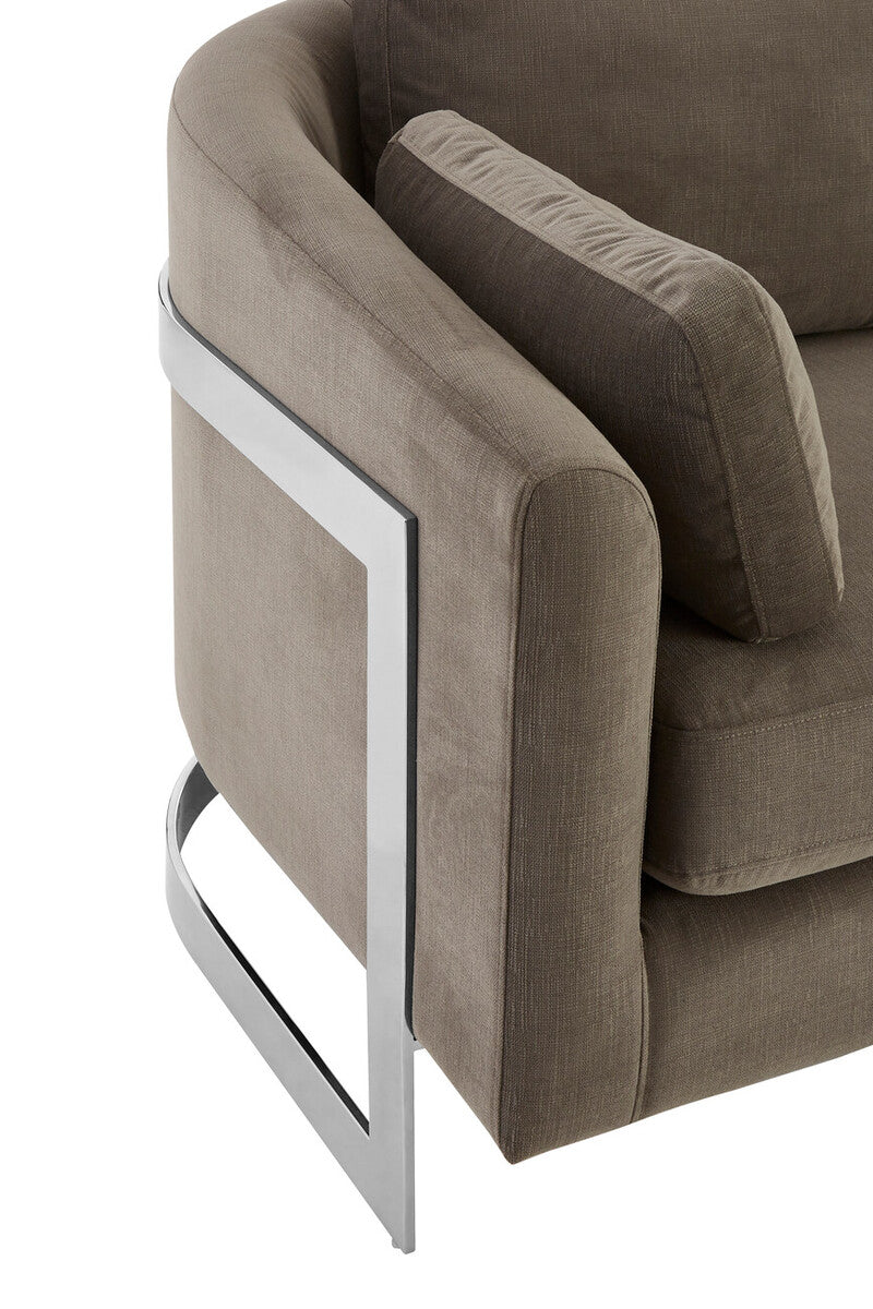 3 Seat Dark Grey Cotton Velvet Sofa, Freda