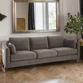 3 Seat Dark Grey Cotton Velvet Sofa, Freda