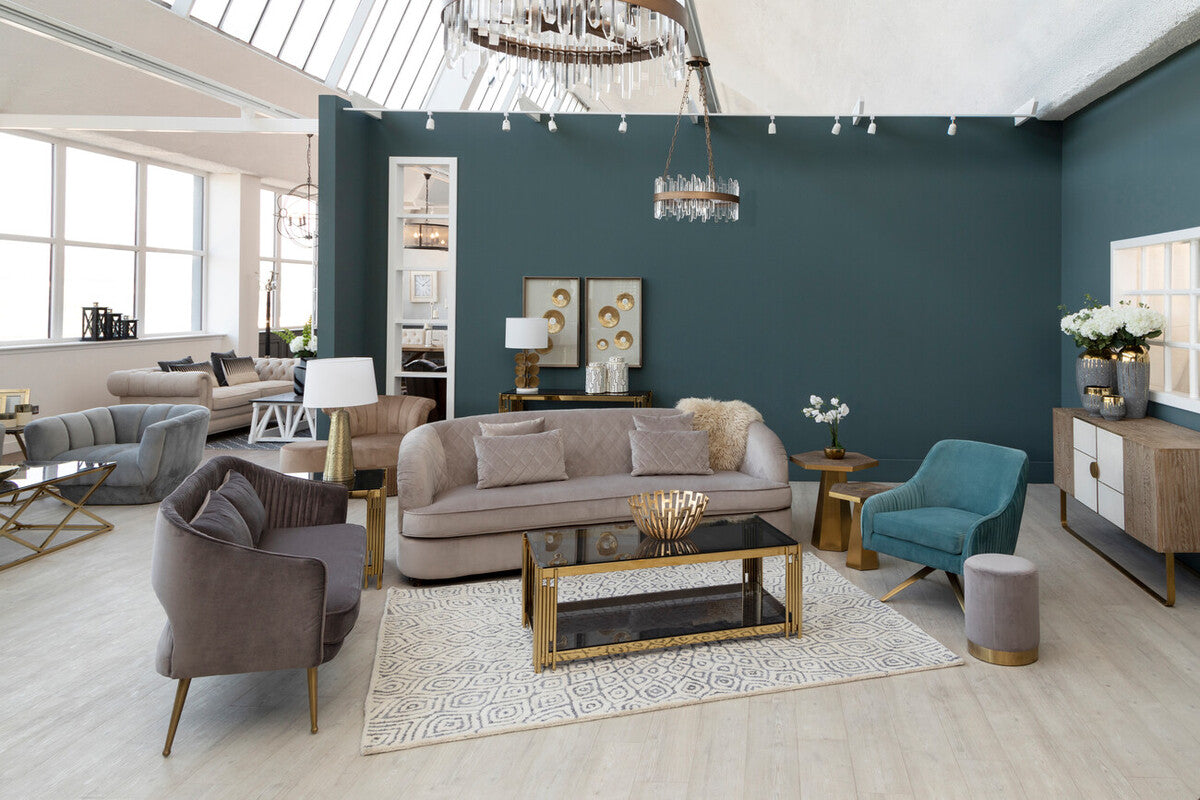 3 Seat Grey Cotton Velvet Sofa, Fiji
