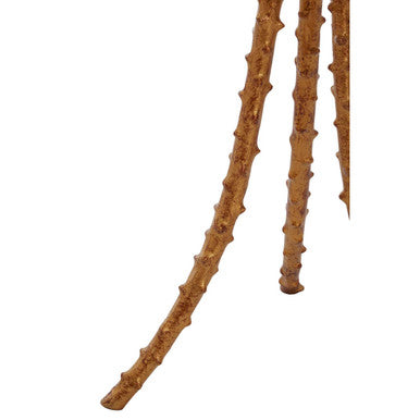 Clear Glass Top Large Side Table With Warm Gold Iron Tripod Base, Sika
