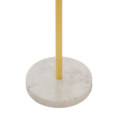 Clear Glass Top Small Side Table With Gold Leaf Design Base & White Marble Base, Sika