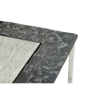 Antique Glass Top Rectangular Set Of 3 Nesting Side Tables With Nickel & Gunmetal Frame, Akola