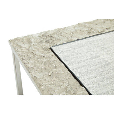 Antique Glass Top Rectangular Set Of 3 Nesting Side Tables With Nickel & Gunmetal Frame, Akola