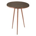 Tempered Glass Side Table With Antique Copper Textured 3 Slim Legs, Akola