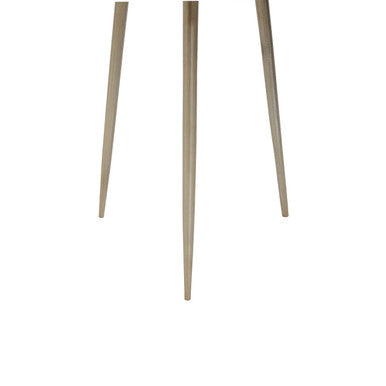 Natural Acacia Wood Small Round Side Table With Gold Aluminium Border & Legs, Almora