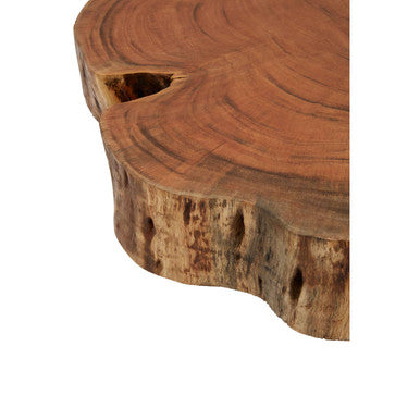 Natural Acacia Wood Log Slice Coffee Table With Silver Centre Detail & Aluminium Splayed Legs, Almora