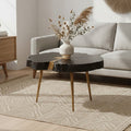 Black Acacia Wood Slice Side Table With Gold Metal Centre & Aluminium Legs, Asamra