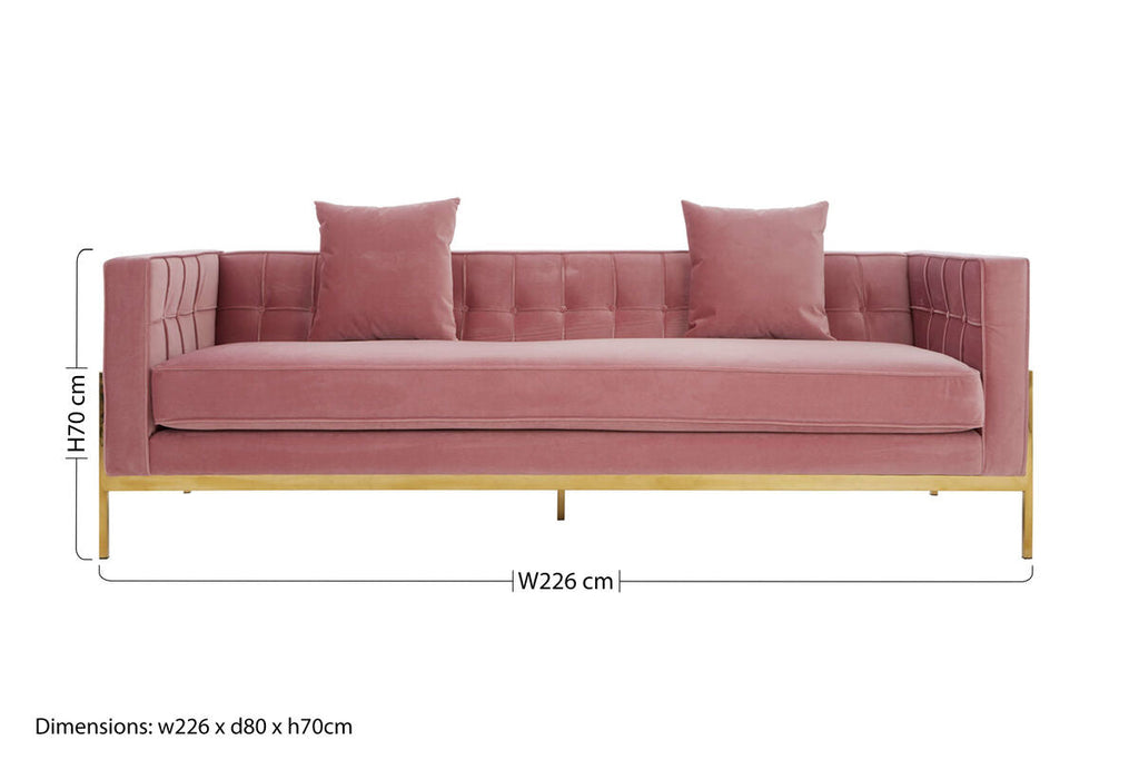 3 Seat Pink Sofa, Rena