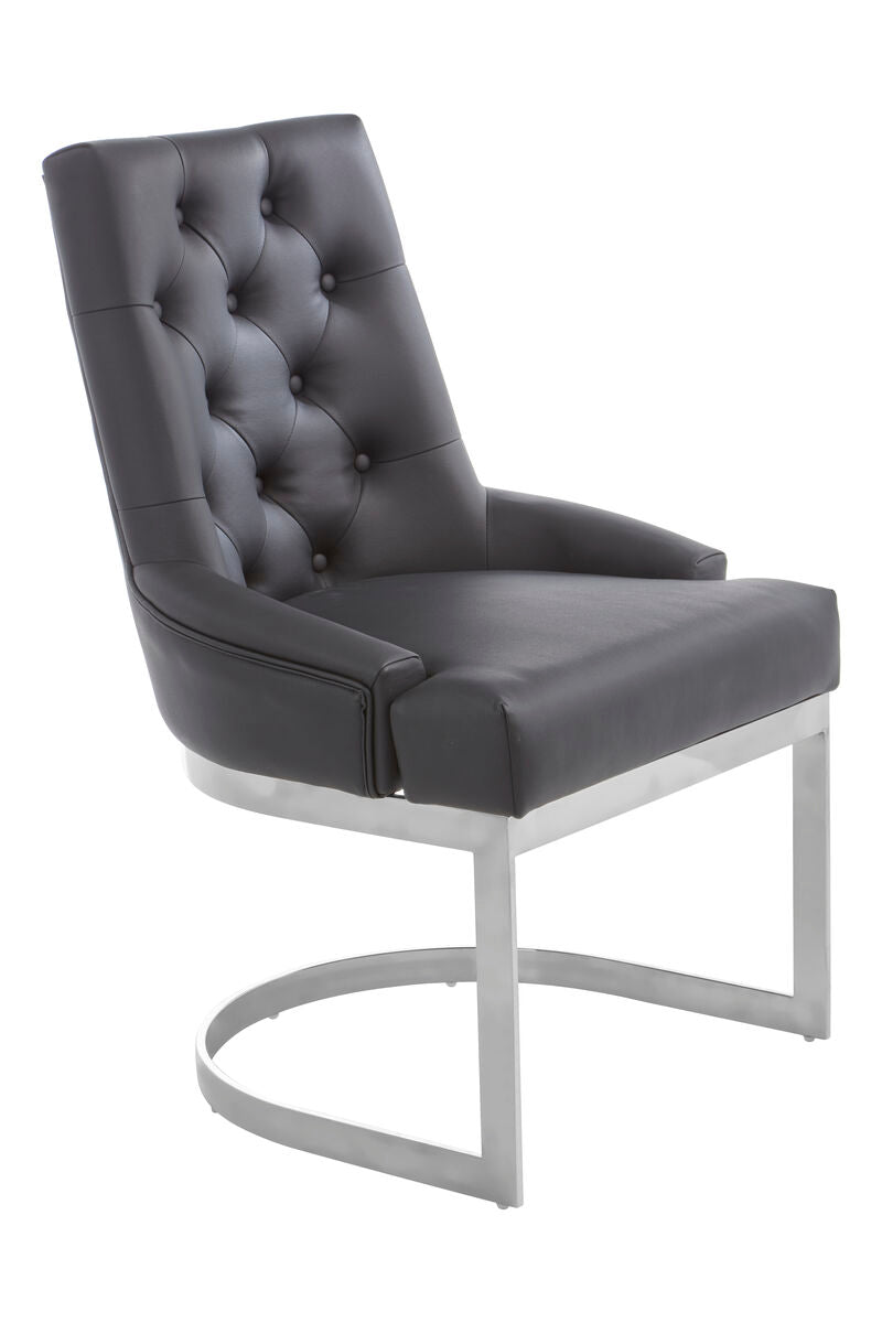 Azalea Tufted Black Leather Dining Chair
