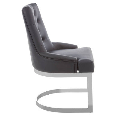 Azalea Tufted Black Leather Dining Chair