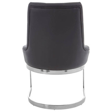 Azalea Tufted Black Leather Dining Chair