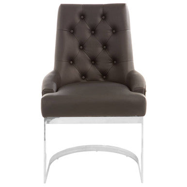 Azalea Tufted Black Leather Dining Chair