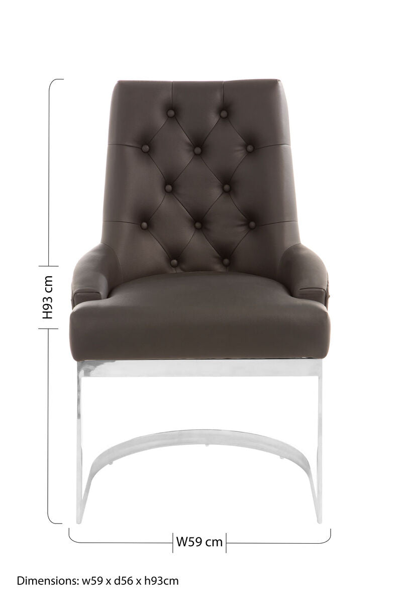 Azalea Tufted Black Leather Dining Chair