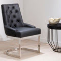 Azalea Tufted Black Leather Dining Chair